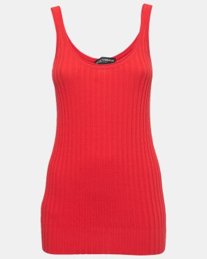 Dolce & Gabbana Red Cotton Rib Knit Tank Top M