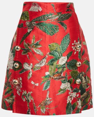 Dolce & Gabbana Red Floral Brocade Mini Skirt L