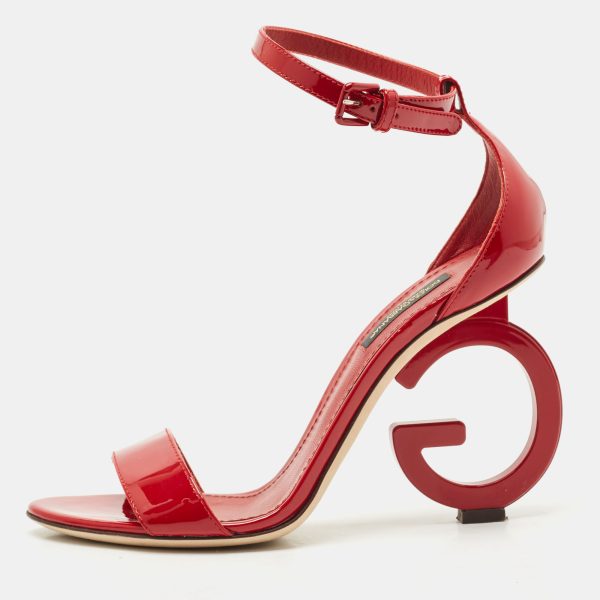 Dolce & Gabbana Red Patent Leather Keira DG Sandals Size 37