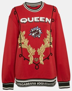 Dolce & Gabbana Red Queen Love Applique Cotton Sweatshirt S