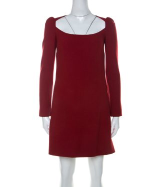 Dolce & Gabbana Red Wool Long Sleeve Shift Dress S