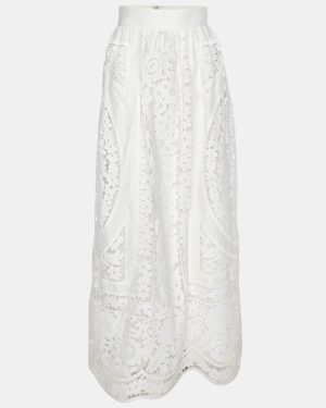 Dolce & Gabbana White Embroidered Cotton Maxi Skirt M