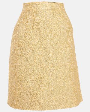 Dolce & Gabbana Yellow Textured Jacquard Pencil Skirt M