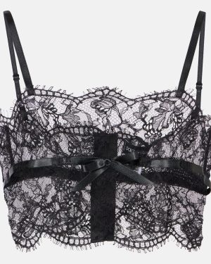 Dolce&Gabbana Bow-detail cotton-blend lace bralette