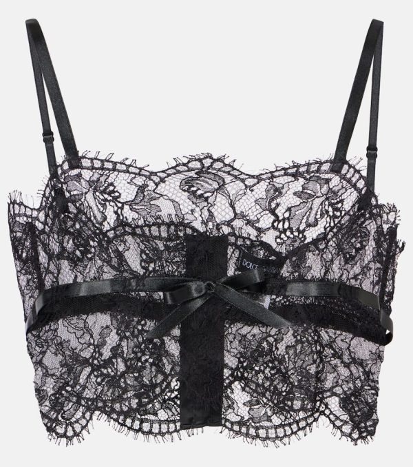 Dolce&Gabbana Bow-detail cotton-blend lace bralette