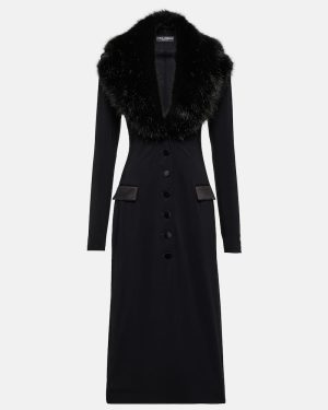 Dolce&Gabbana Faux-fur trimmed silk georgette coat