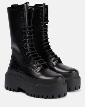 Dolce&Gabbana Leather platform combat boots