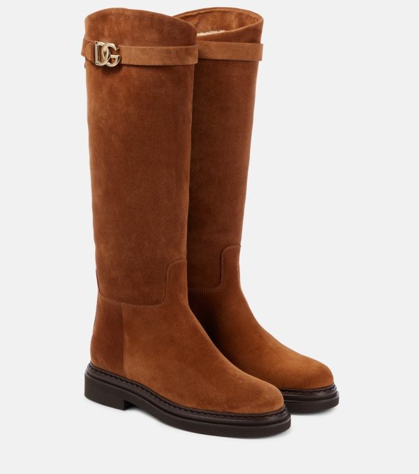 Dolce&Gabbana Logo suede knee-high boots