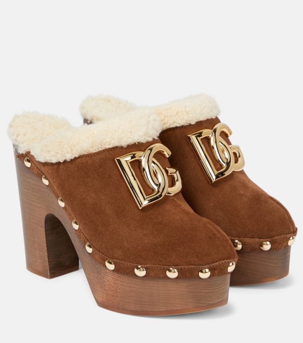Dolce&Gabbana Logo suede platform clogs
