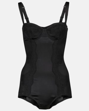 Dolce&Gabbana Silk-blend satin and lace bodysuit