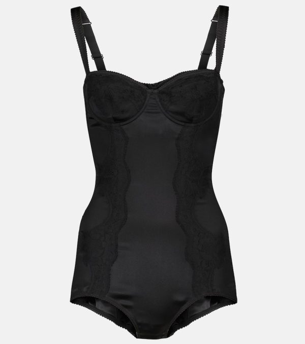 Dolce&Gabbana Silk-blend satin and lace bodysuit
