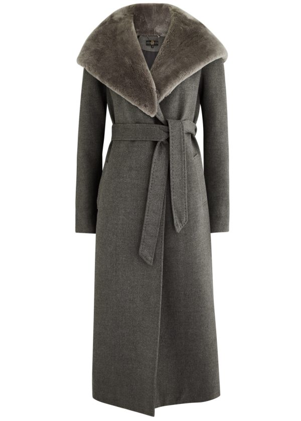 Dom Goor Shearling-trimmed Hooded Coat - Grey - 16 (UK16 /xl)