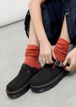 Dr. Martens Black Zebzag Suede Mules - Black UK 5 at Urban Outfitters