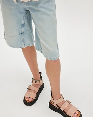 Dr. Martens Gryphon Quad Platform Sandals at Free People in Powder Pink Nubuck, Size: US 8
