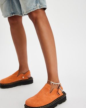 Dr. Martens Zebzag Mules at Free People in Orange Zest, Size: US 6