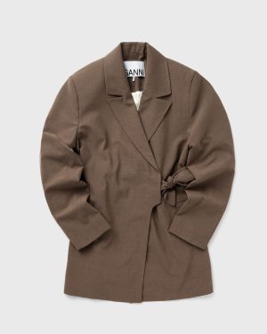 Drapey Melange Knot Belt Blazer