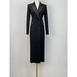 Dress Mother of the Bride Dress Elegant Shirt Collar Ankle Length Satin Long Sleeve with Buttons Solid Color 2025