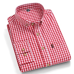 Dress Shirt Button Down Shirt Oxford Shirt Stripes and Plaid Wedding Office Career Black Red Blue Long Sleeve Turndown Spring Fall Clothing Apparel