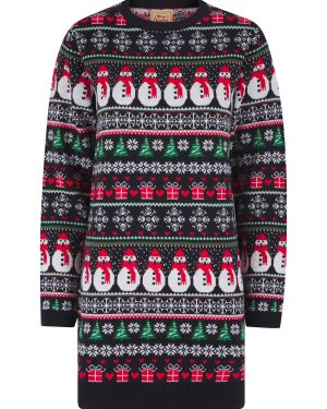Dress Women's Flakey Novelty Knitted Christmas Jumper Dress in Ink - Merry Christmas / 12/M - Tokyo Laundry