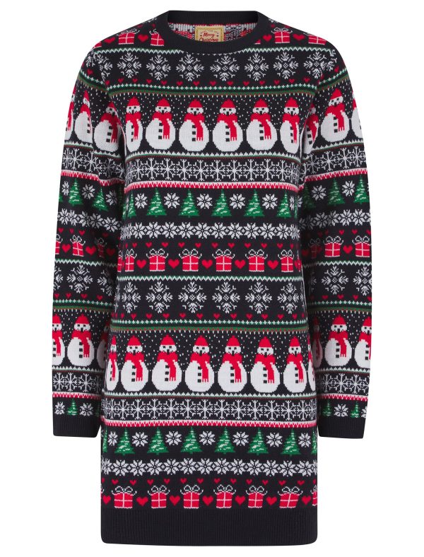 Dress Women's Flakey Novelty Knitted Christmas Jumper Dress in Ink - Merry Christmas / 12/M - Tokyo Laundry