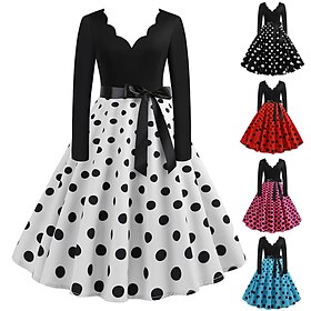 Dresses 1950s Vintage Inspired Knee Length Dress A-Line Dress Tea Dress A-Line Women's Christmas Carnival New Year Homecoming Daily Wear Bachelorette Party Tee