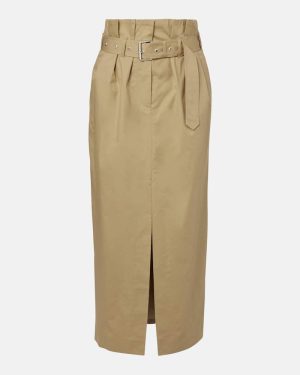 Dries Van Noten Belted pleated cotton midi skirt