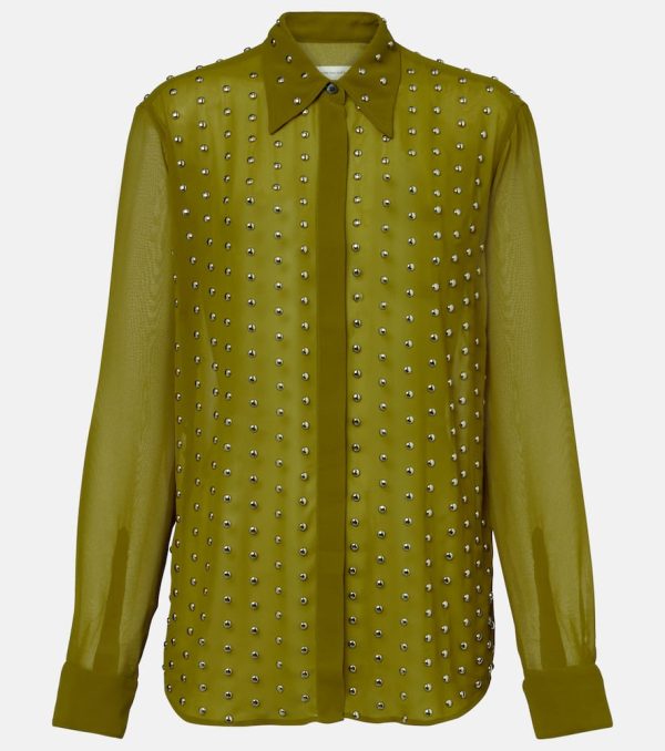 Dries Van Noten Chowy studded semi-sheer shirt