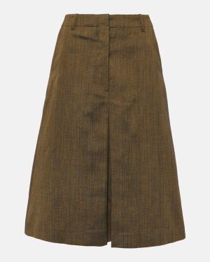 Dries Van Noten Cotton and silk-blend midi skirt