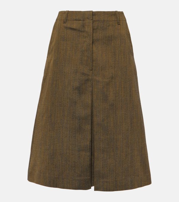 Dries Van Noten Cotton and silk-blend midi skirt