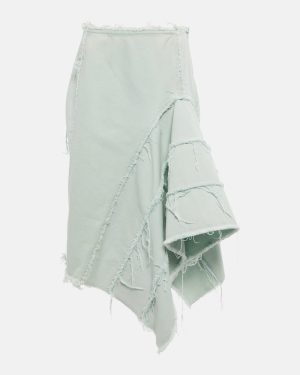 Dries Van Noten Distressed denim midi skirt