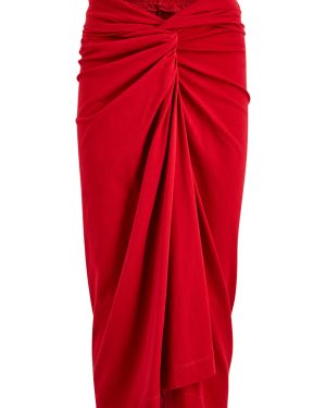 Dries Van Noten Herchive Twisted Cotton Midi Skirt - Red - XS (UK6 / XS)