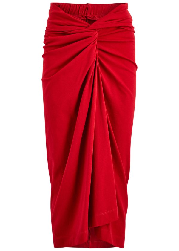 Dries Van Noten Herchive Twisted Cotton Midi Skirt - Red - XS (UK6 / XS)