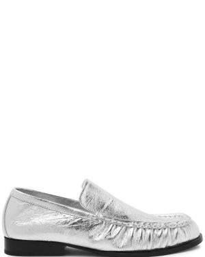 Dries Van Noten Metallic Leather Loafers - Silver - 39 (IT39 / UK6)