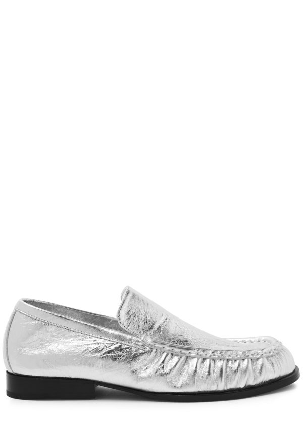 Dries Van Noten Metallic Leather Loafers - Silver - 39 (IT39 / UK6)