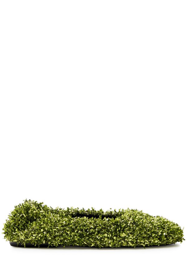 Dries Van Noten Metallic Tinsel-weave Ballet Flats - Green - 38 (IT38 / UK5)