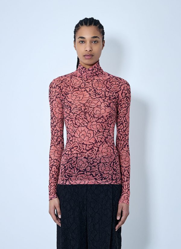 Dries Van Noten Printed Mesh Top - Woman Tops Pink Xs