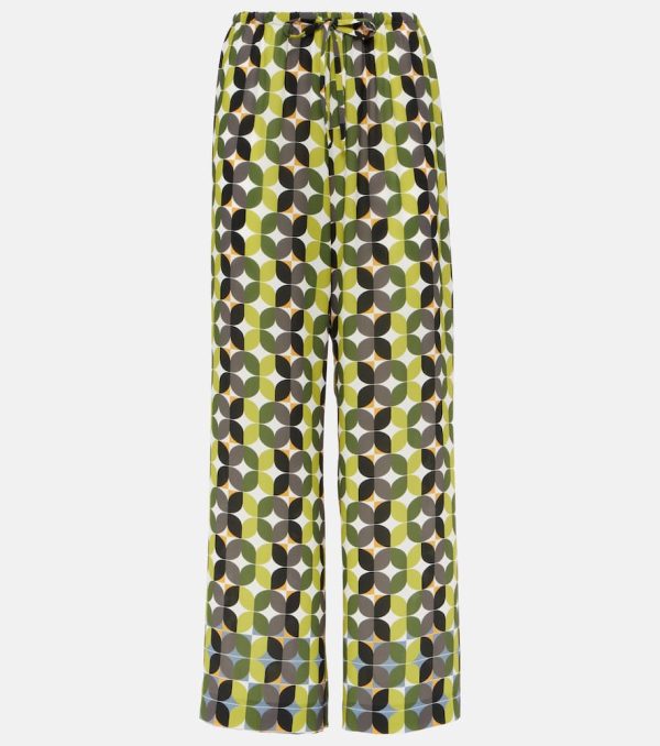 Dries Van Noten Printed high-rise crepe wide-leg pants