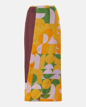 Dries Van Noten Printed silk satin maxi skirt