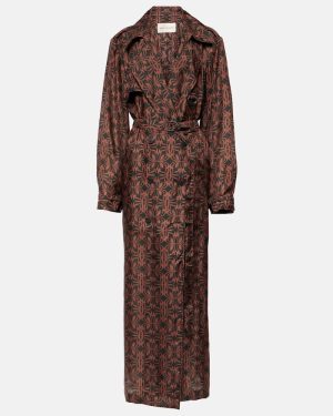 Dries Van Noten Printed silk satin trench coat