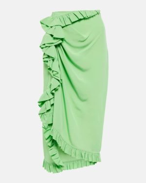Dries Van Noten Ruffle-trimmed crepe midi skirt