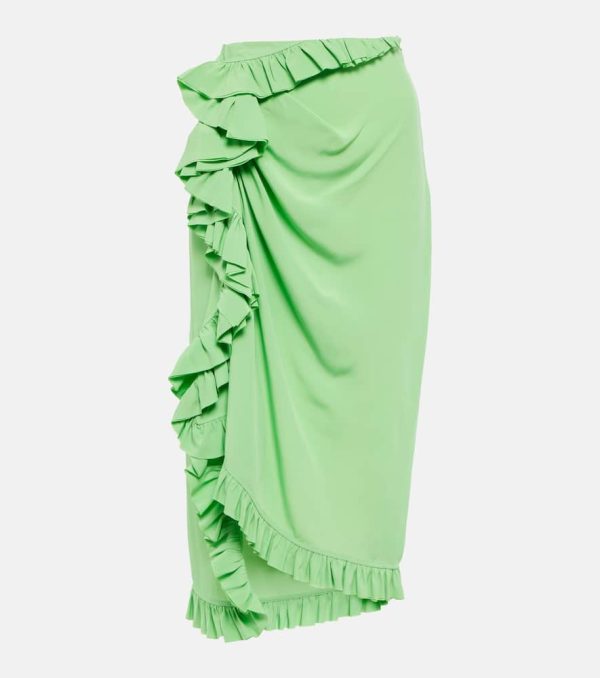 Dries Van Noten Ruffle-trimmed crepe midi skirt