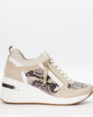 Dune London Eilisia Wedge Trainers - Cream