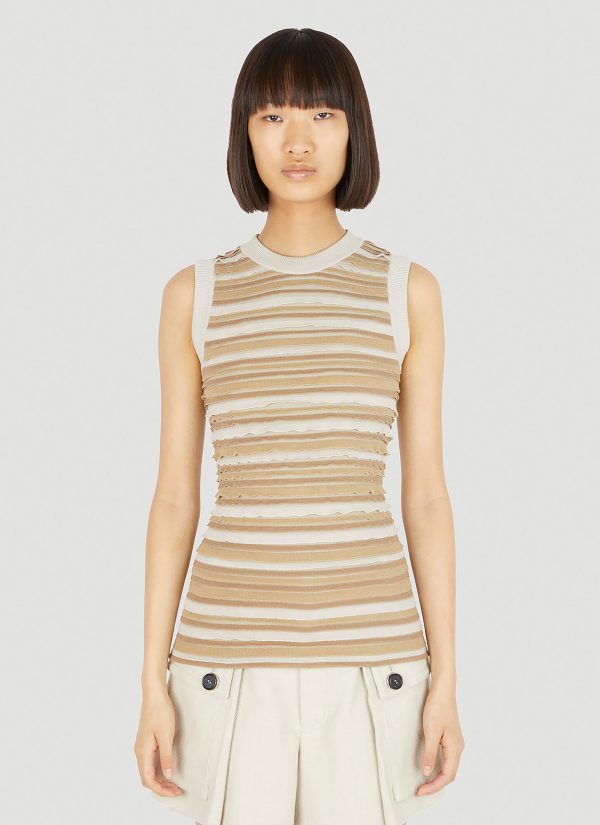 Durazzi Milano Rouches Cut-out Knit Tank Top - Woman Tops Beige L