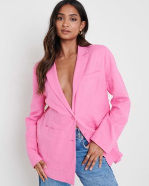 Dylan Dad Linen Blazer - Pink, 26