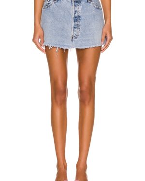 EB Denim Vintage Mini Skirt in Light - Denim-Light. Size L (also in S, XS).