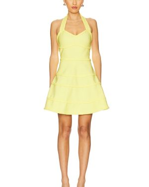 ELLIATT Katlyn Halter Mini Dress in Yellow. Size S.