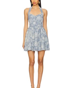 ELLIATT Monica Halter Mini Dress in Blue. Size M, S, XL, XS.