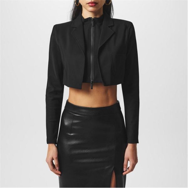 EMPORIO ARMANI Cropped Scuba Blazer - Black