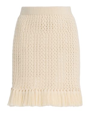 ESCVDO - Exclusive Espina Fringed Crocheted Cotton Mini Skirt - Ivory - L - Moda Operandi