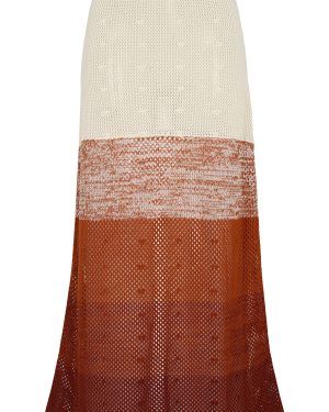 ESCVDO - Ofrenda Paneled Cotton Knit Maxi Skirt - Brown - S - Moda Operandi